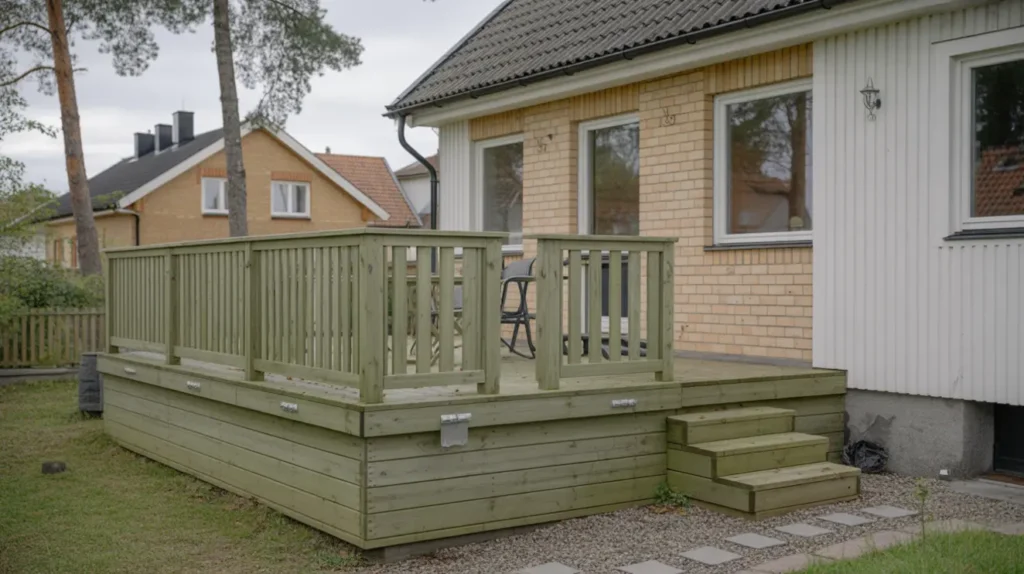 altanbygge med tryckimpregnerad trall och r cke i kungens kurva segeltorp