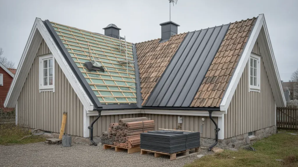 byta tak p villan materialval underlagstak taks kerhet och kostnad per m med rot