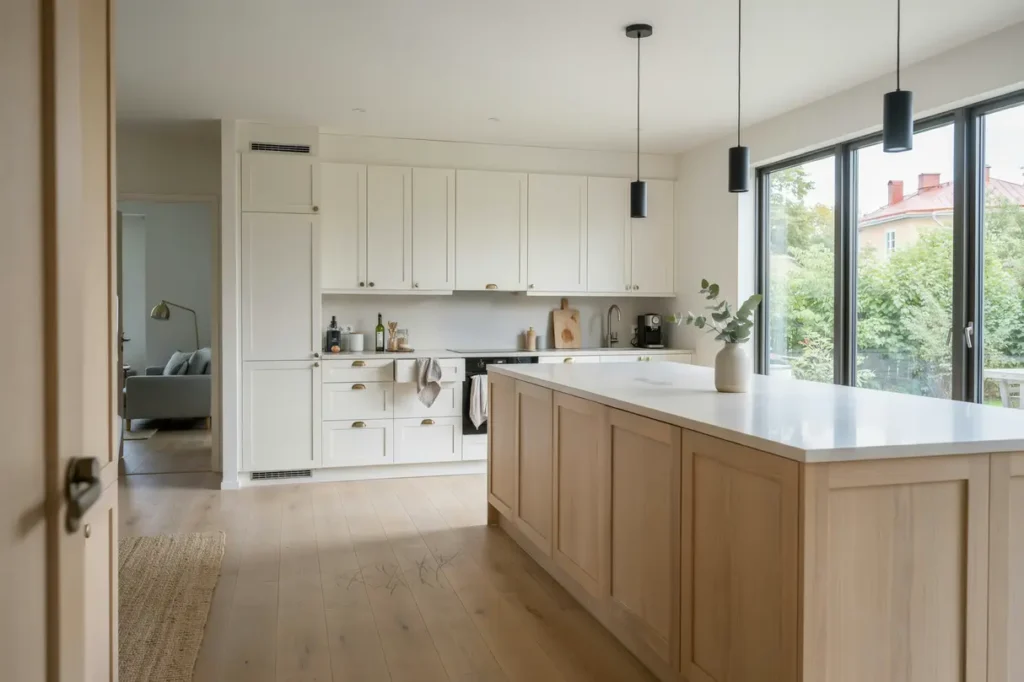 k ksrenovering med ppen planl sning i villa i m larh jden segeltorp